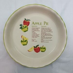 Vtg Apple Pie Recipe Deep Dish Pie Plate dei Cooking Dish 10" CottageCore Fall